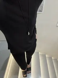 CJ黑色通勤烟管休闲弹力长裤