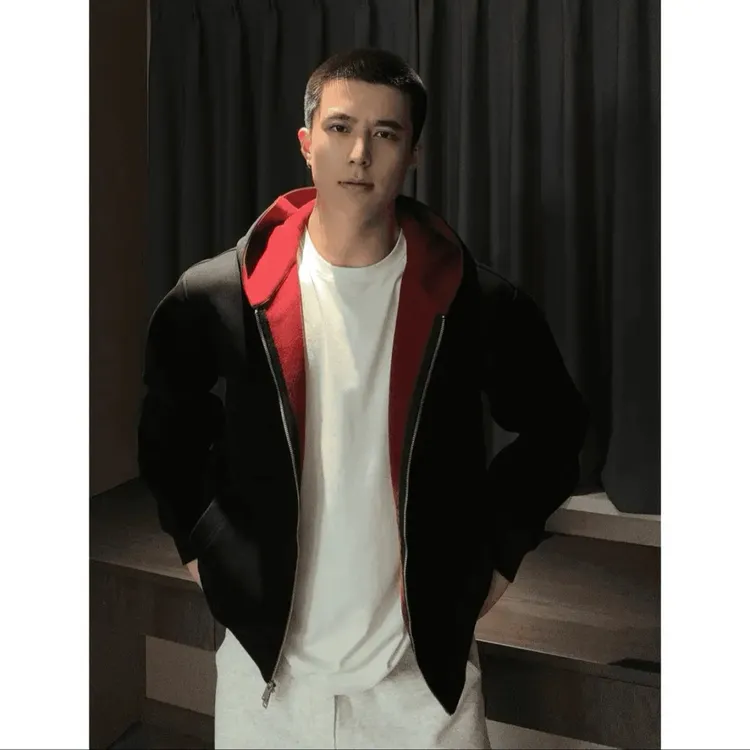秋冬男士重磅宽松休闲百搭显瘦拼色连帽卫衣开衫时尚双拉链外套男