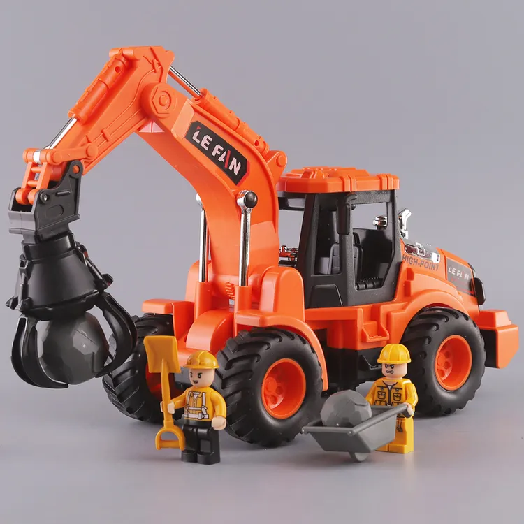 大号多功能工程车儿童惯性抓石机可拆头替换破碎机玩具车模型汽车