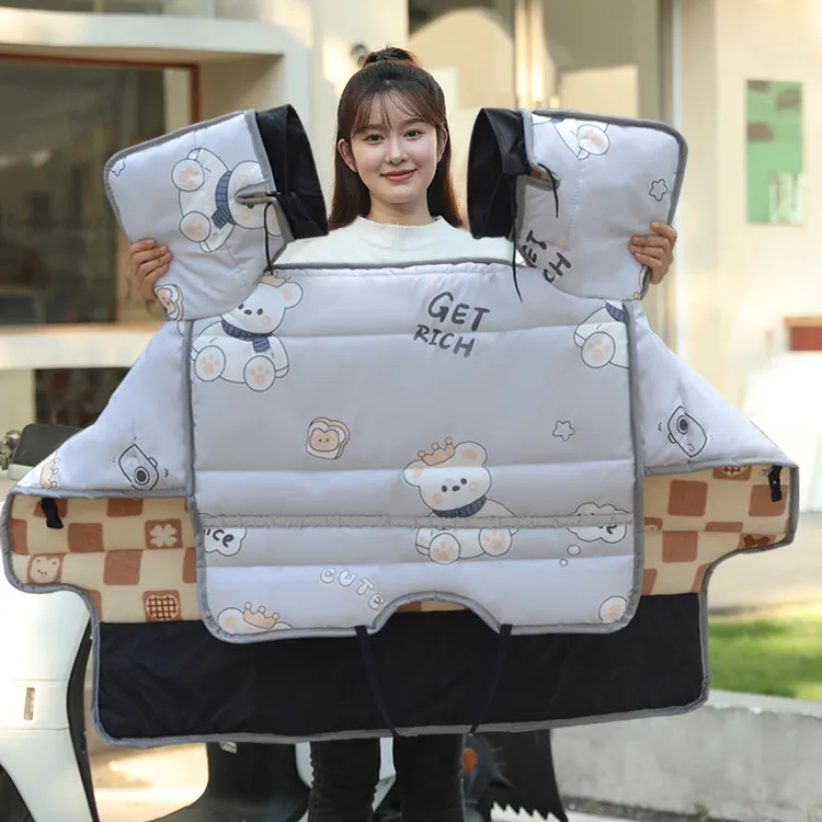 牛奶绒电动踏板摩托车挡风被冬季加绒加厚防水防风三轮车冬款防寒