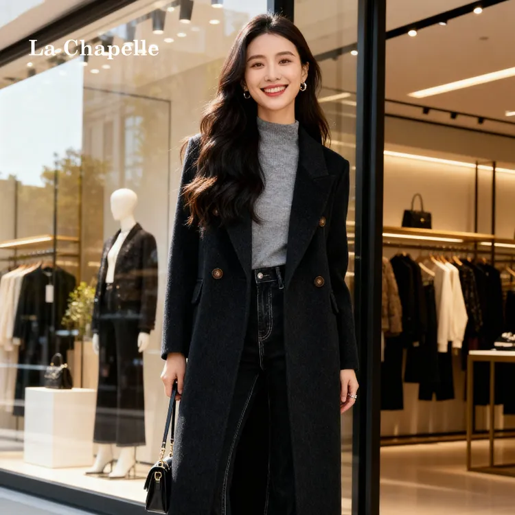 【铂金大衣】羊毛羊绒高端正肩双排扣显瘦大衣拉夏贝尔.2451.MJ觅