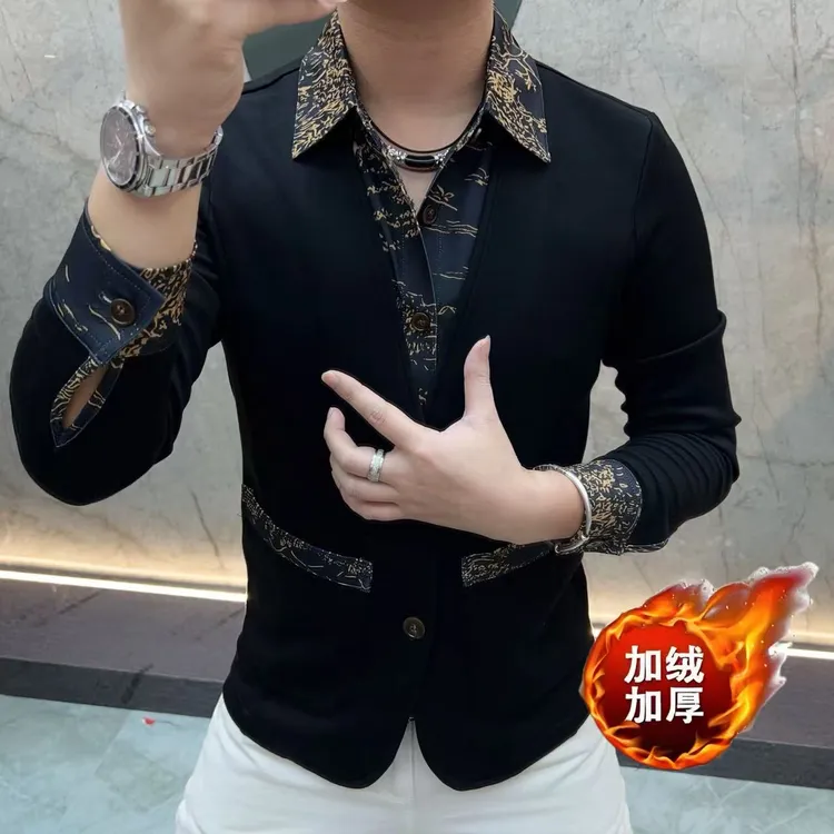 《金缕》欧货男装时尚休闲翻领轻奢空气棉款百搭透气上衣潮流修身型