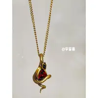 黄铜锆石项链 H5-073【黄铜蛇缠绕红锆项链灵蛇系列】