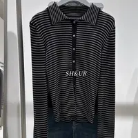 秋季条纹翻领上衣