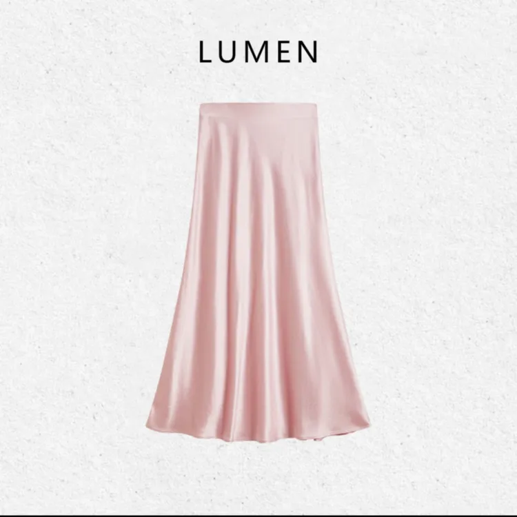 【LUMEN 新品】“人鱼姬”粉色醋酸缎面鱼尾半身裙连衣裙中长款女装