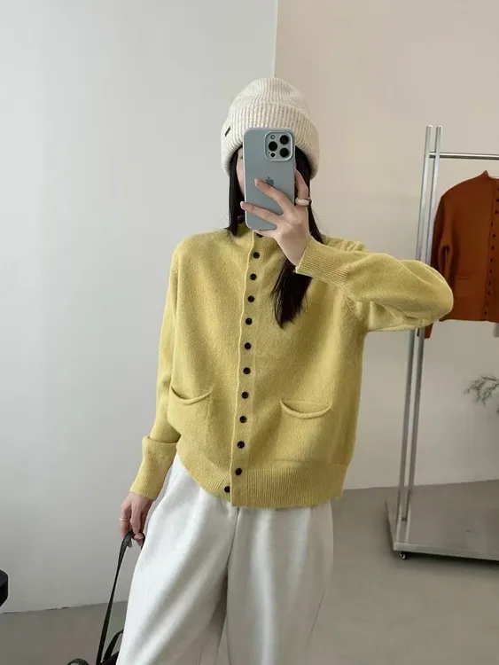 衫百搭女堆堆领拼接针织慵懒风秋冬毛衣短款厚款仙女毛衣好看毛衣