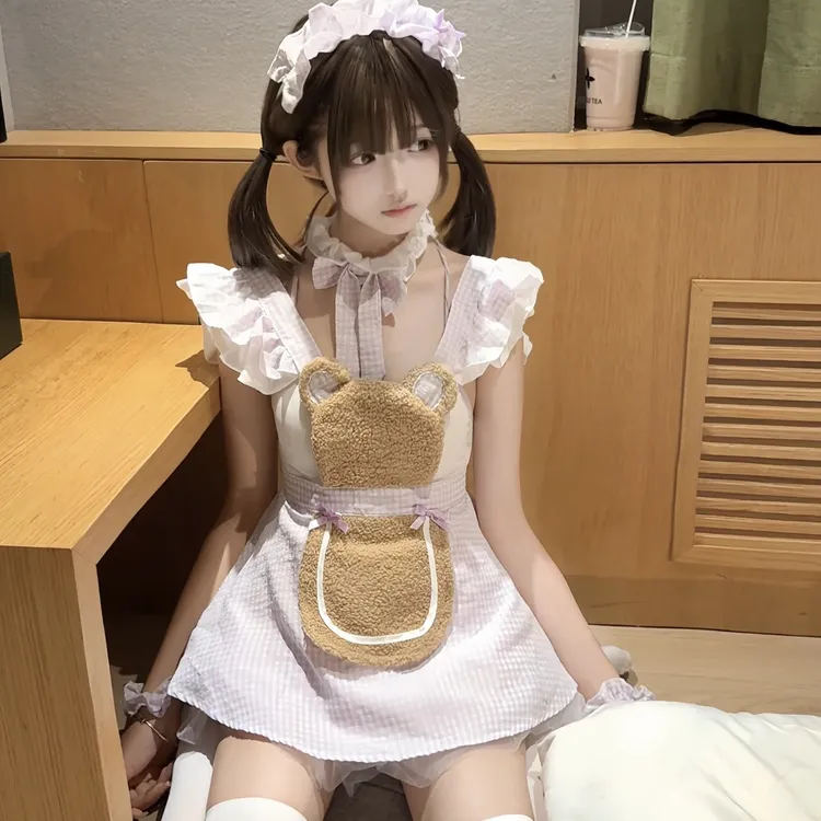 【硬糖】甜心小熊！围裙吊带睡裙甜美风女生睡衣纯欲洛丽塔日系软妹