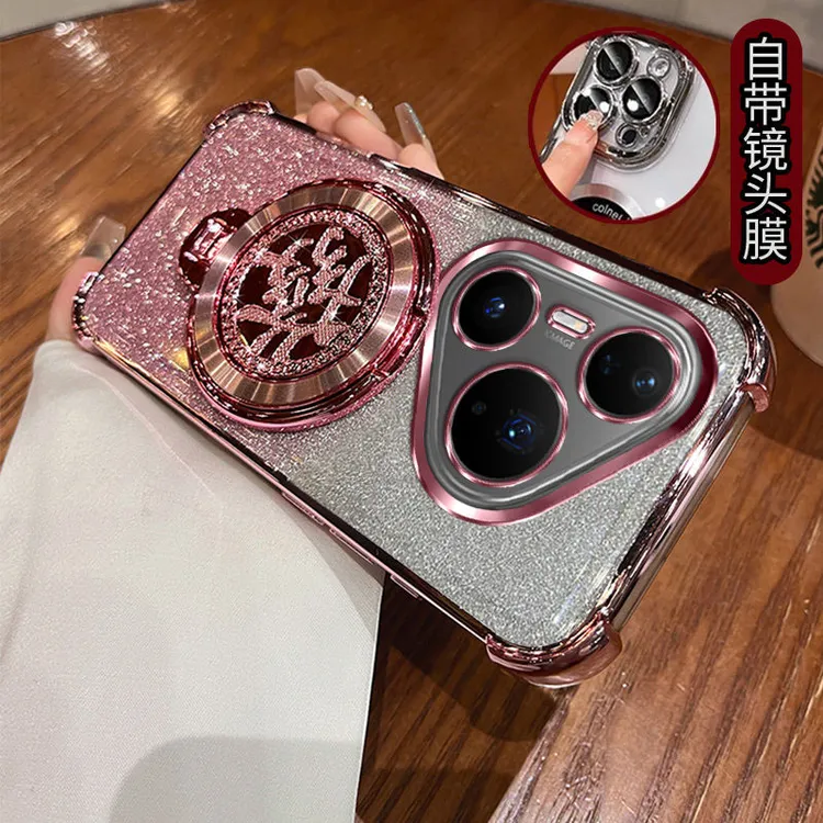 适用华为pura80pro自带镜头膜手机壳发财陀螺支架软硅胶气囊防摔.