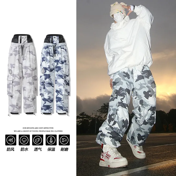 迷彩嘻哈滑雪服全新美式升级防水耐磨保暖户外滑雪男女单板装备潮