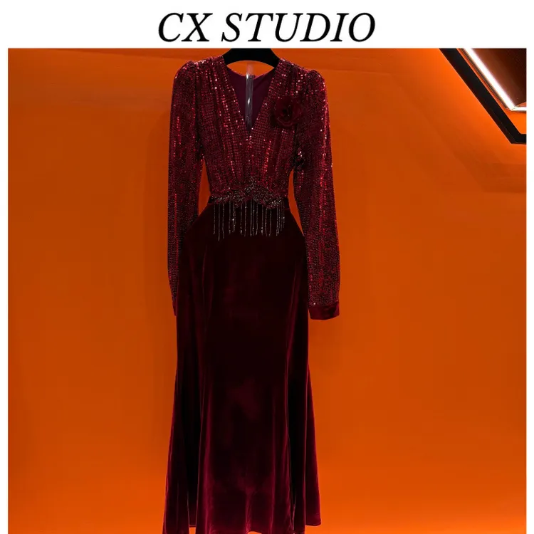 YC编码58 经典收腰轻奢时尚连衣裙（定制女装）CX240