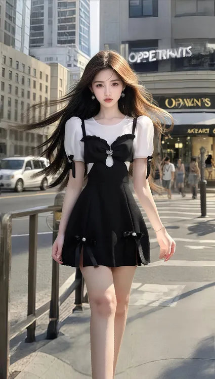 夏季新款圆领短袖收腰假两件连衣裙女小众设计时尚高级氛围感穿搭