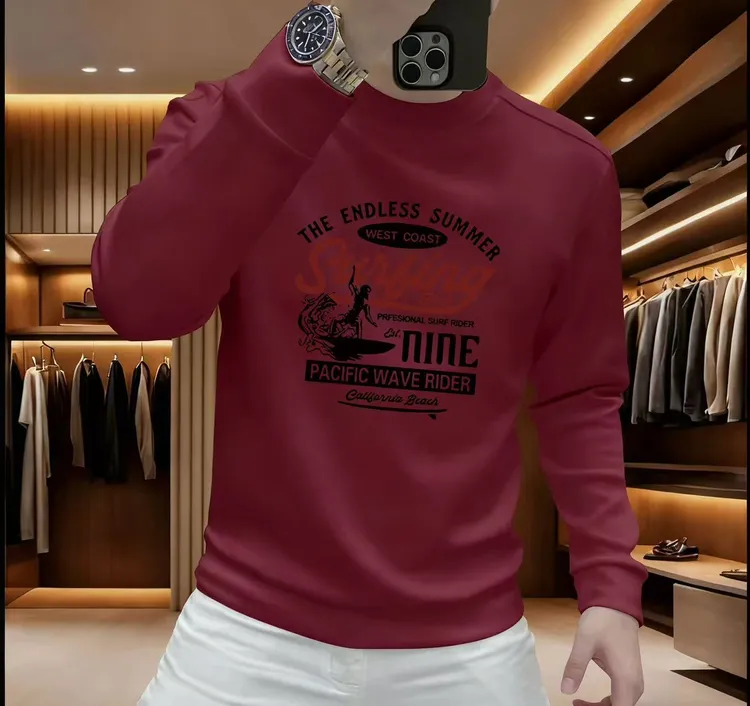 男士高级感潮牌字母印花卫衣男2025秋冬圆领宽松时尚百搭套头长袖