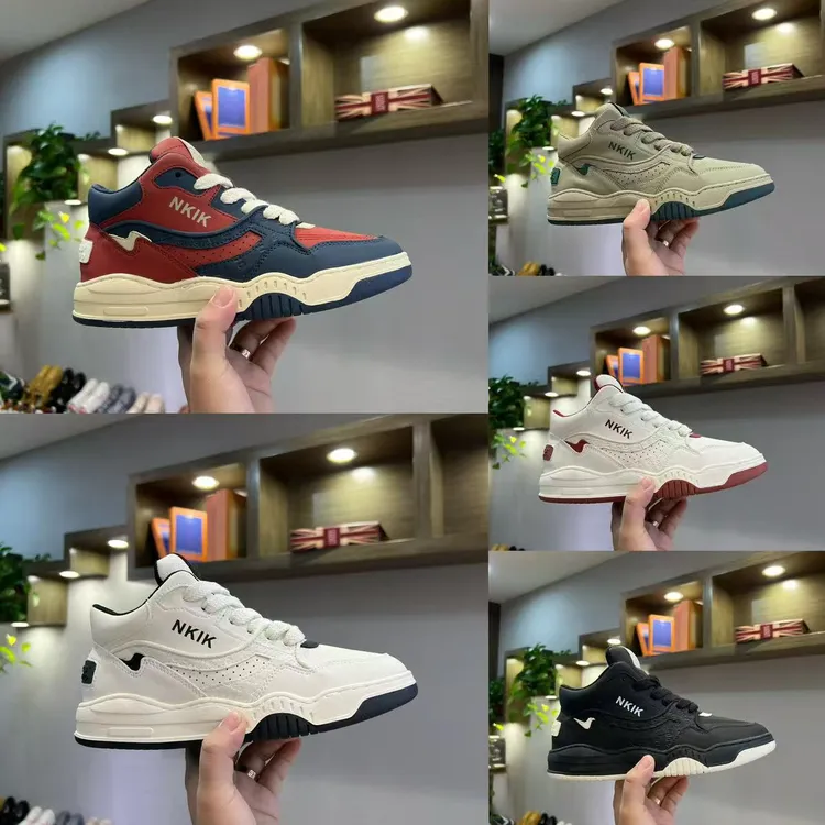 男鞋单棉同款皮面时尚拼色耐磨百搭舒适轻便运动休闲系带男款潮鞋