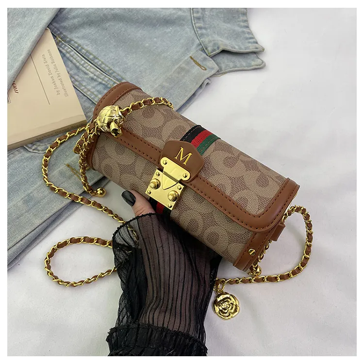 高级感女包圆筒链条包2025新款小众单肩包网红时尚链条斜挎圆筒包