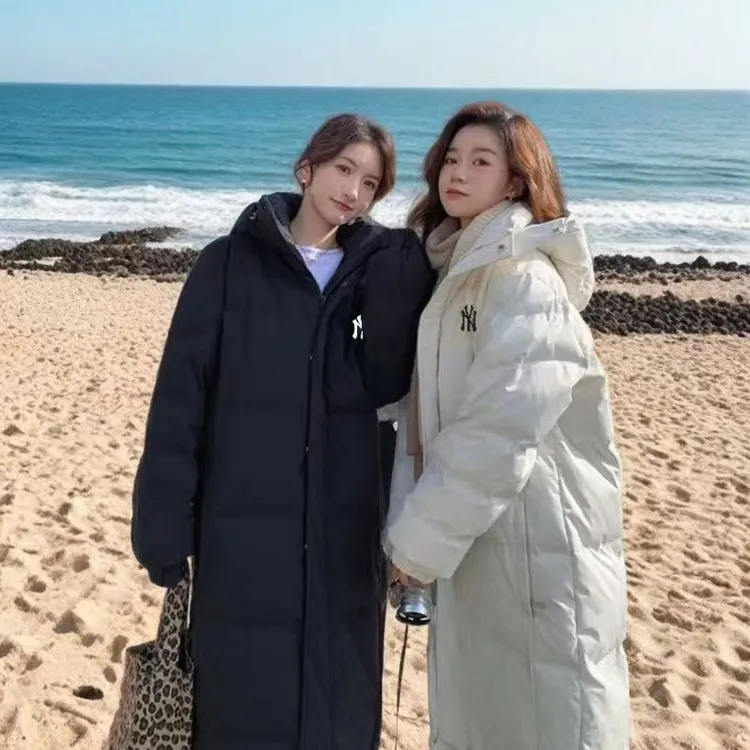 【三折专区】潮牌长款厚款拉链黑白高货女秋冬中长款韩版大童羽绒服