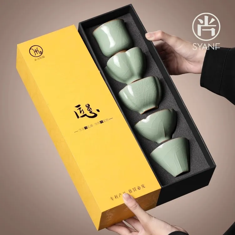 五大名窑茶具茶杯礼盒套装陶瓷主人杯送长辈客户老师爸爸生日礼物