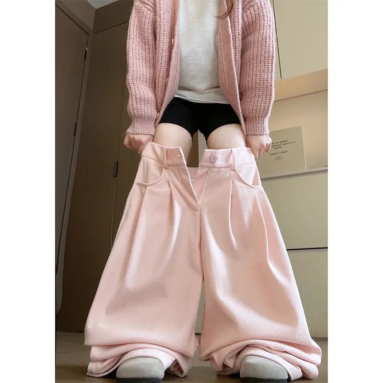 鑫鑫同学灯芯绒西装裤女秋冬2025高腰休闲显瘦百搭通勤加绒阔腿裤