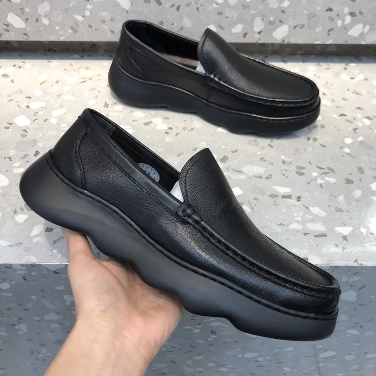 男士厚底轻底皮鞋男鞋皮鞋真皮商务休闲一脚蹬软底爸爸鞋百搭潮流