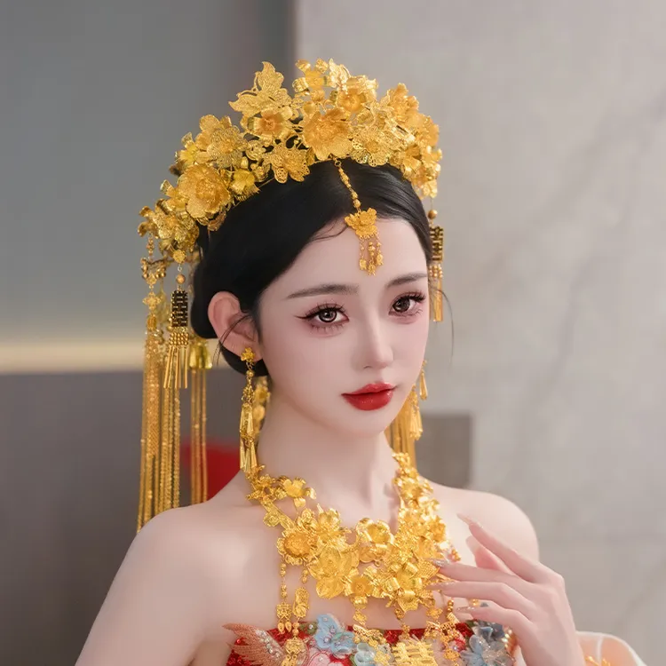 合金婚庆饰品 特价瑕疵无售后新娘头饰高级奢华金色凤冠发饰MT081