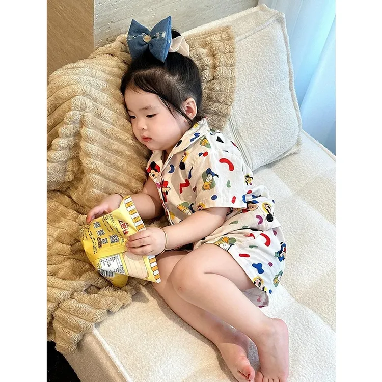 男童女童米奇睡衣套装2025夏款儿童装迪斯尼卡通短袖家居服两件套
