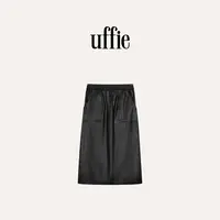 UFFIE于绘 油蜡蛋白皮直筒半裙