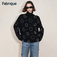 Fabrique Sidney 秋冬新品彗星前夜手工钉珠绵羊毛高领针织毛衣