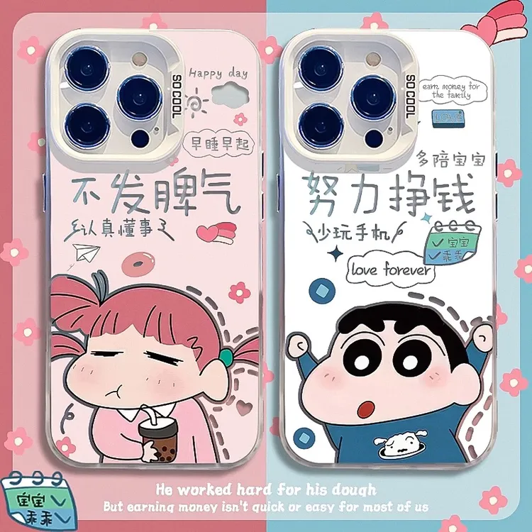 欧克里里努力挣钱小新适用苹果17/16pro手机壳华为oppo小米14vivo