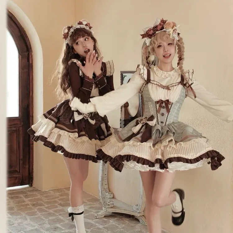 【薄巧芙芙】现货秒发 山楂浆果薄荷巧克力Lolita狗短鱼骨蓬裙