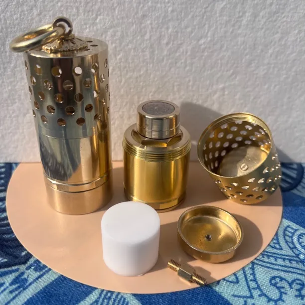 轻量1寸圆堵加长续航抛光款可选香仓全黄铜户外怀炉暖手炉送4礼品