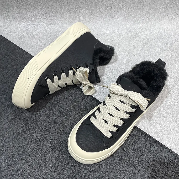 冬季爆款加绒保暖棉鞋子男大码板鞋休闲鞋加厚底黑色高帮潮鞋男士