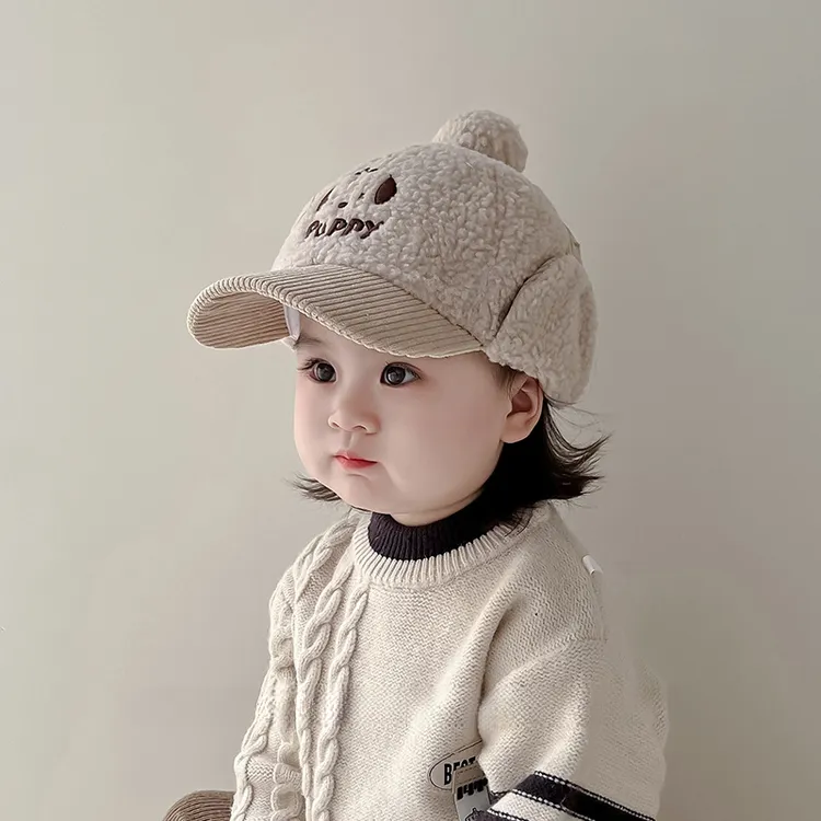 儿童帽子秋冬季鸭舌帽男童护耳帽加厚保暖冬天外出防风宝宝棒球帽