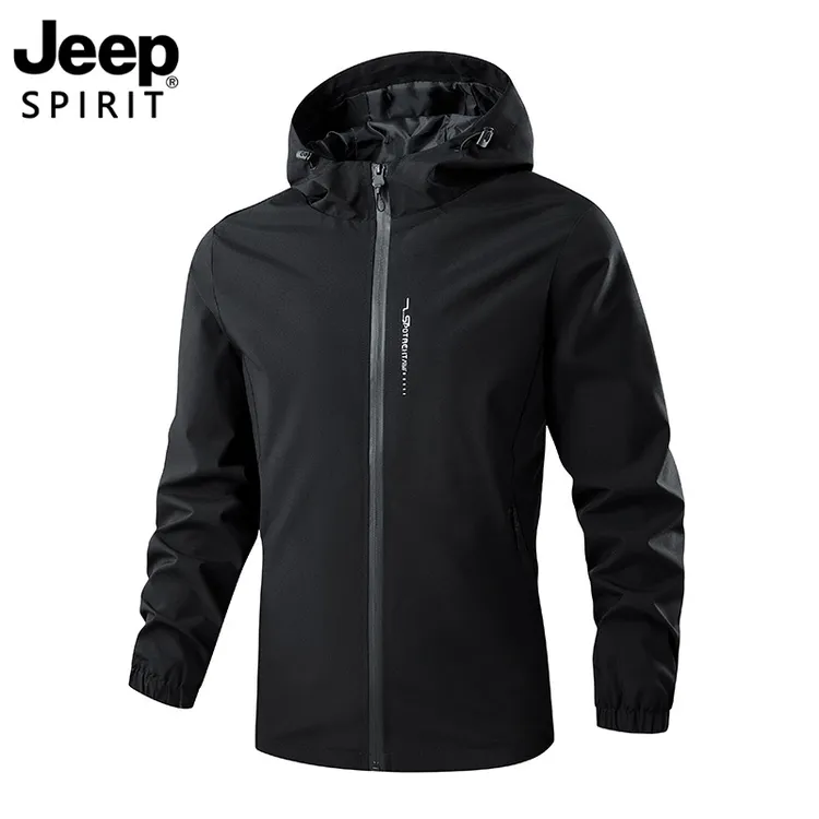 Jeep吉普2025年春季新款夹克男士户外风衣运动外套连帽薄款冲锋衣