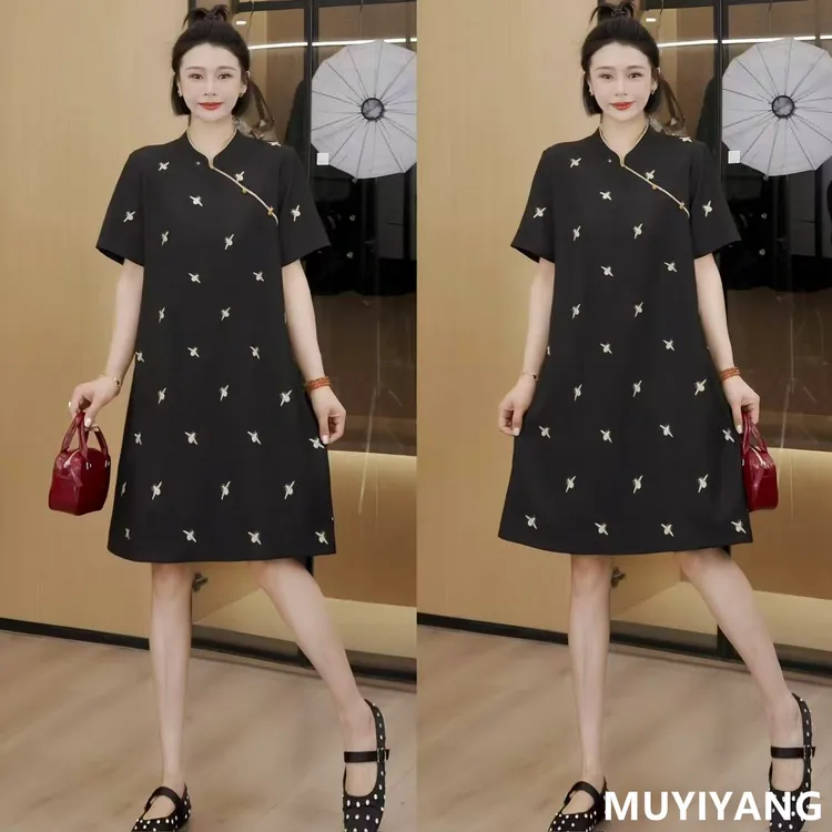 【小蜜蜂】独特超好看小蜜蜂刺绣高定版连衣裙 裙长92 25-290#