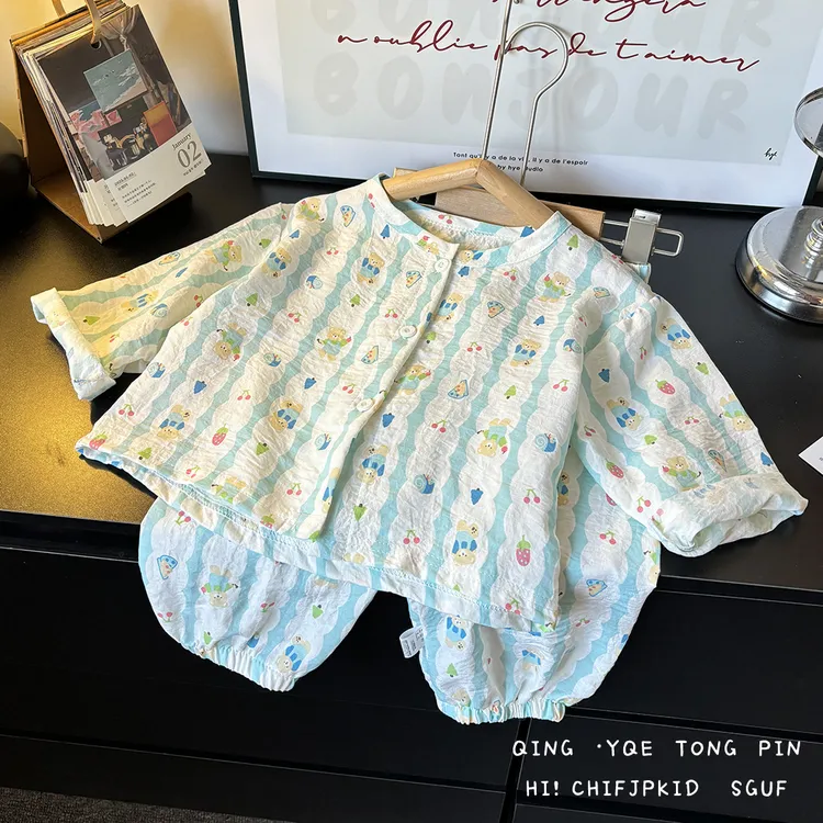 【25年新款】儿童长袖套装欧若风家居服空调服卡通洋气男童女童碎花