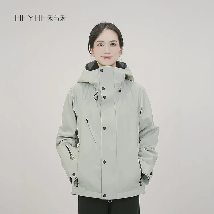 小禾【云风】连帽拆卸衣领高端定制双头拉链多口袋防水压胶冲锋衣