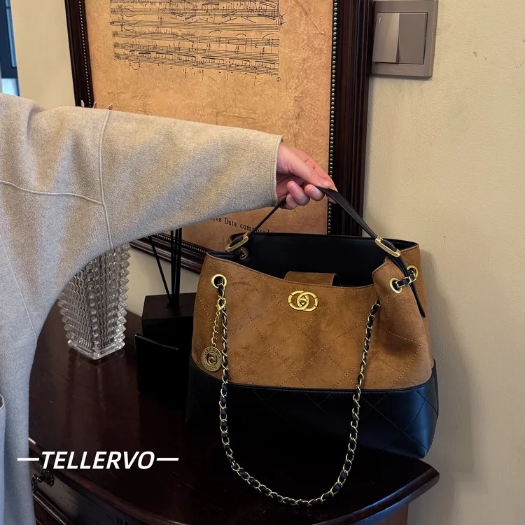 【十四行诗】2025新款大容量麂皮绒手提大包百搭链条单肩斜挎包女包