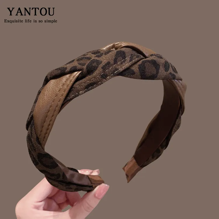 2025秋冬新款豹纹编织发箍女高级感头箍高颅顶洗脸压发卡百搭发捆