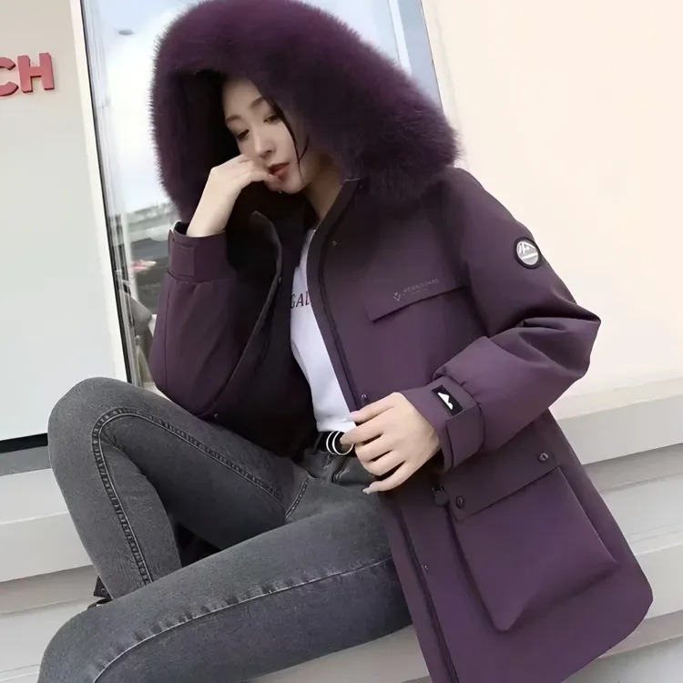 ‘山风’2025新款兔毛加羽绒可拆卸双内胆大狐狸毛领