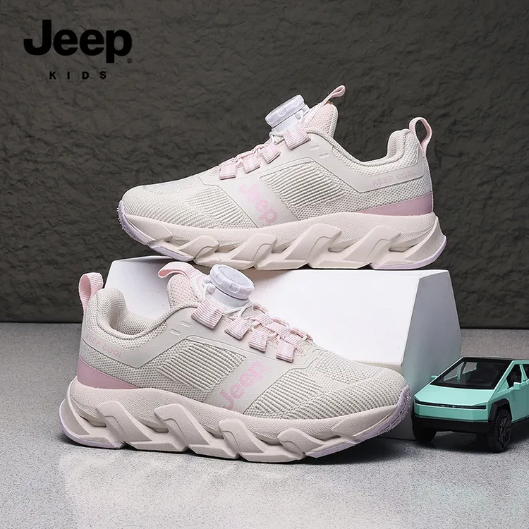 JEEP女童运动鞋2025春季新款舒适旋转钮中大童百搭休闲时尚跑步鞋