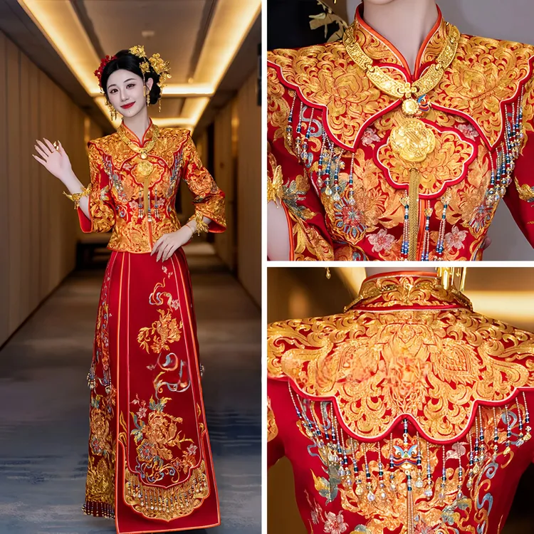 旗袍敬酒服新娘结婚礼服龙凤褂嫁衣显瘦秀禾服婚服2025新款出阁服
