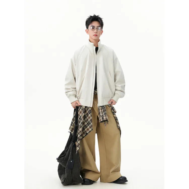 美式复古cleanfit短款外套男款秋季高级感立领廓形飞行夹克棒球服