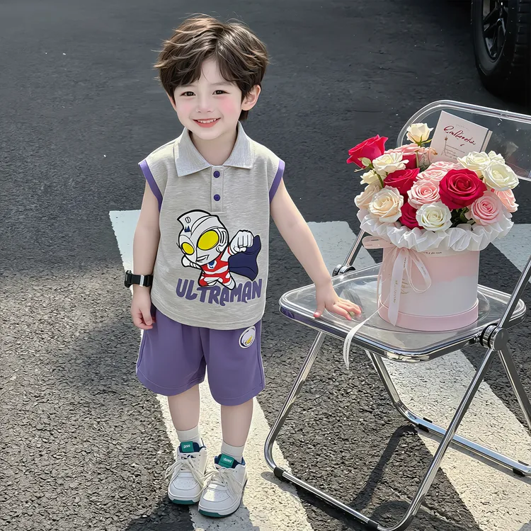 奥曼儿童夏装套装2026新款洋气宝宝薄款酷帅男童孩卡通运动衣服