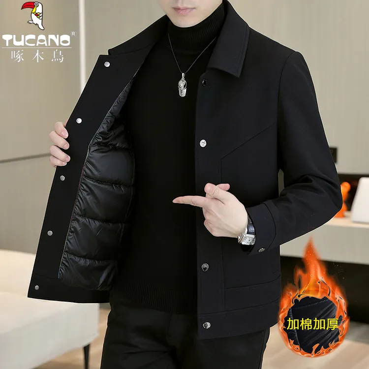 TUCANO/啄木鳥【保暖好物】秋冬新款休闲男显瘦纯色翻领夹克帅外套