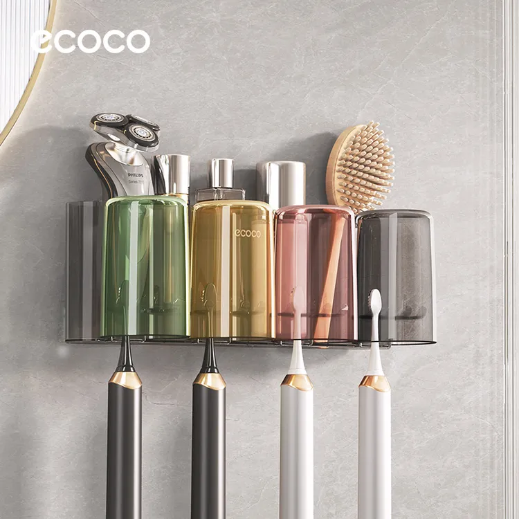 ecoco抑菌牙刷架置物架免打孔卫生间刷牙杯牙缸壁挂式牙刷漱口杯