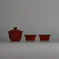 【GB】特种陶瓷一盖两杯·万花纹（宫红）