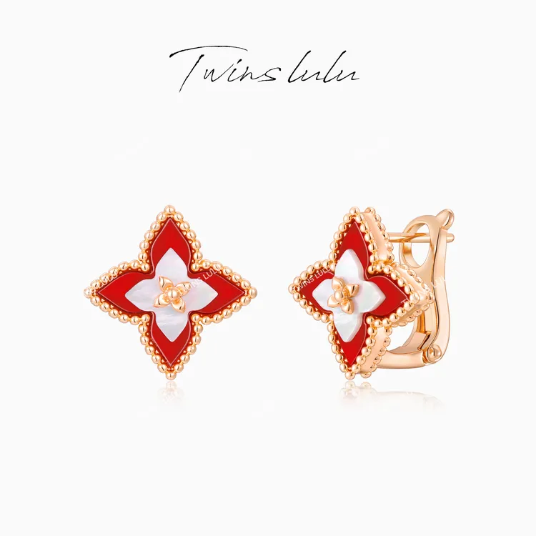 TWINS LULU镀K金新年款时尚高级感小众首饰女款老花耳环TSL2588