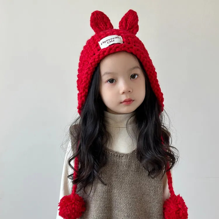 【小布丁】女童帽子秋冬季2025儿童毛线帽女孩可爱宝宝针织护耳帽萌
