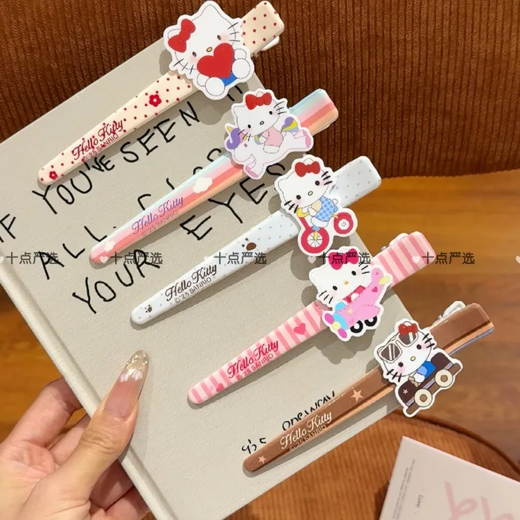甜美卡通KT猫鸭嘴夹可爱少女洗脸蓬松一字夹呆萌ins日韩百搭发夹