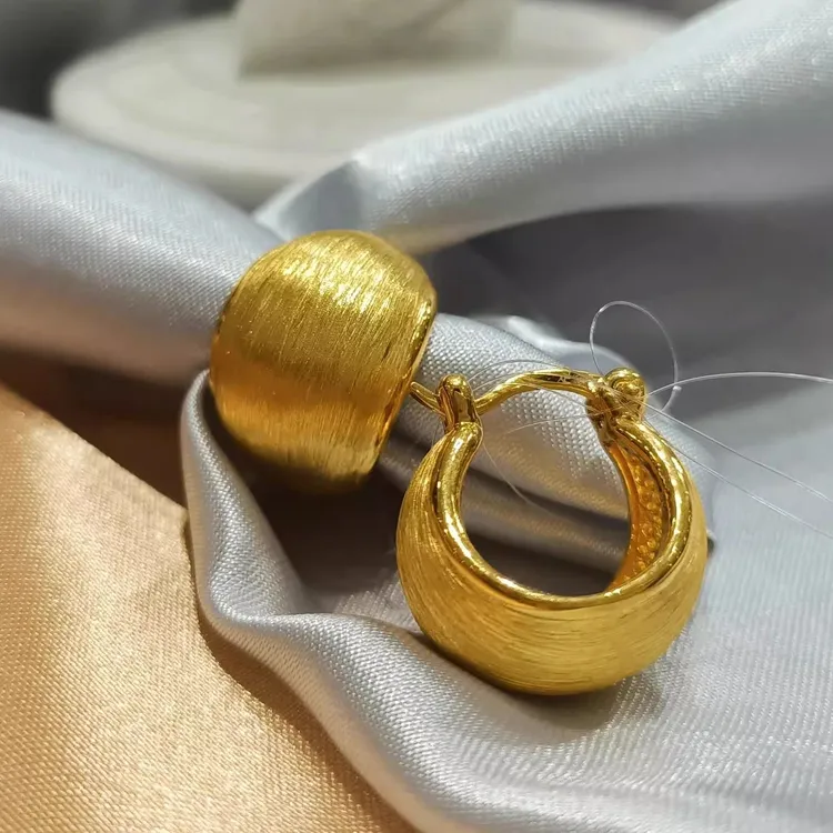 铜合金耳饰 拉丝磨砂松果耳扣女款简约国风时尚ins精致耳环高颜值