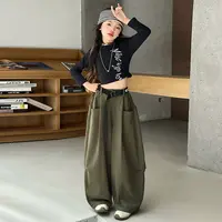 女童超好看韩系套装春秋款2025新款儿童中大童秋季工装裤两件套潮